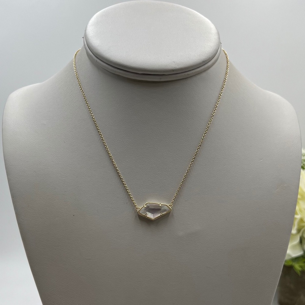Kendra Scott Cami Iridescent Kyocera Mother of Pearl Pendant Gold Plate Necklace